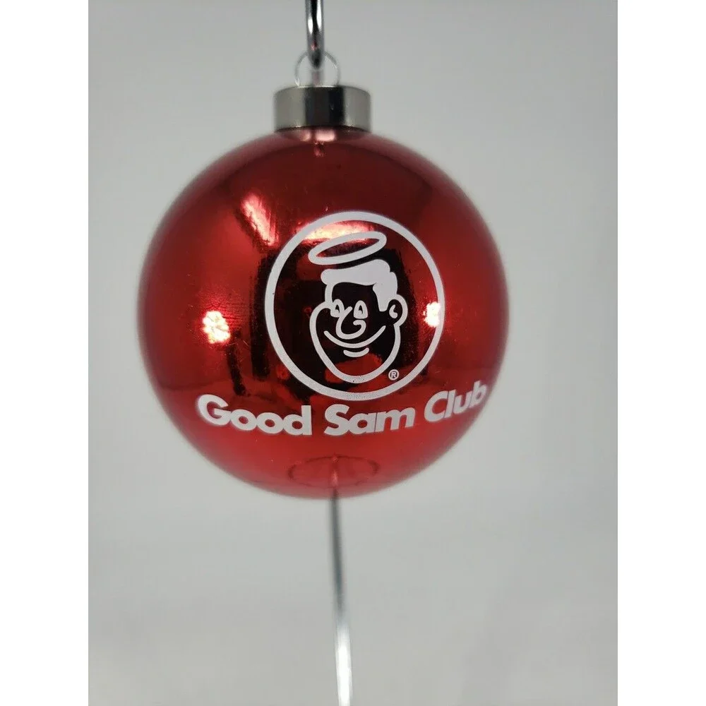 Good Sam Club Red Christmas Ornament Ball Plastic Original Storage Box Unused